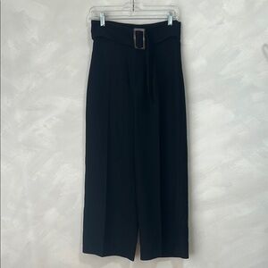 & Other Stories wide leg belted trousers high rise size 4 small black